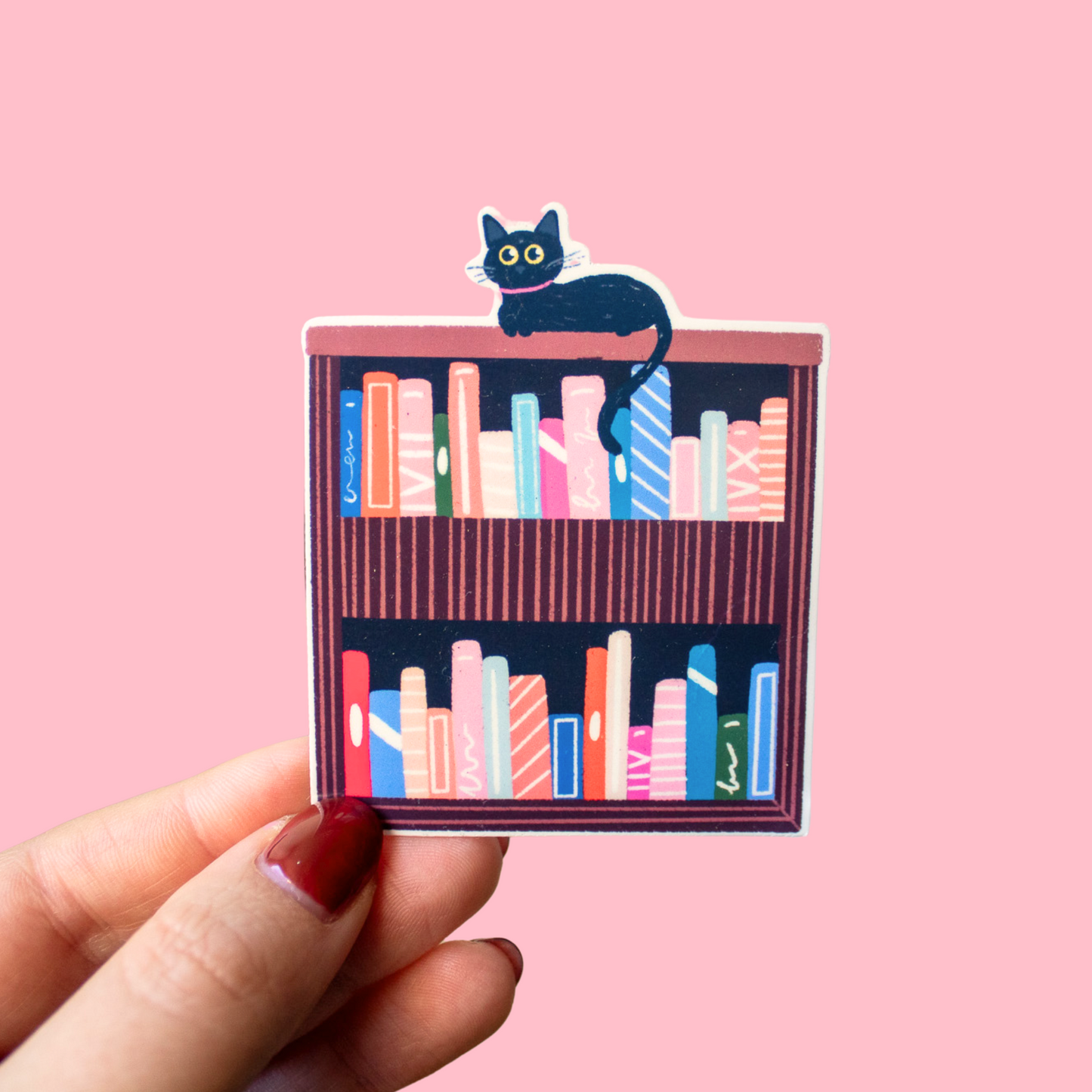 Black Cat Bookshelf Sticker