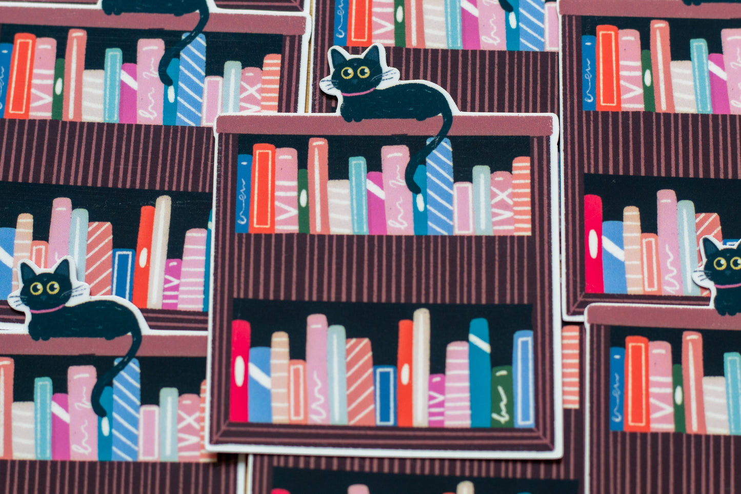 Black Cat Bookshelf Sticker